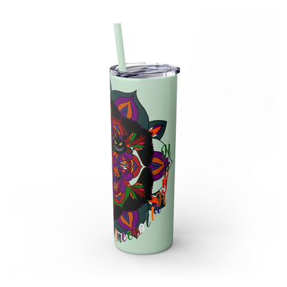 20oz Skinny Tumbler with Hand - Drawn Halloween Mandala Design - Keeps Drinks Hot/Cold - BPA - Free - Blululi