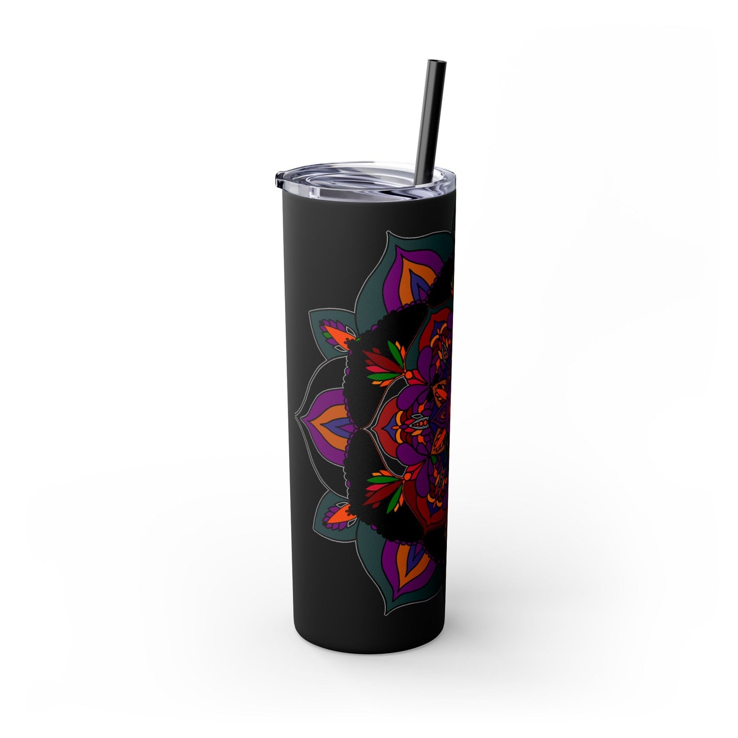 20oz Skinny Tumbler with Hand - Drawn Halloween Mandala Design - Keeps Drinks Hot/Cold - BPA - Free - Blululi