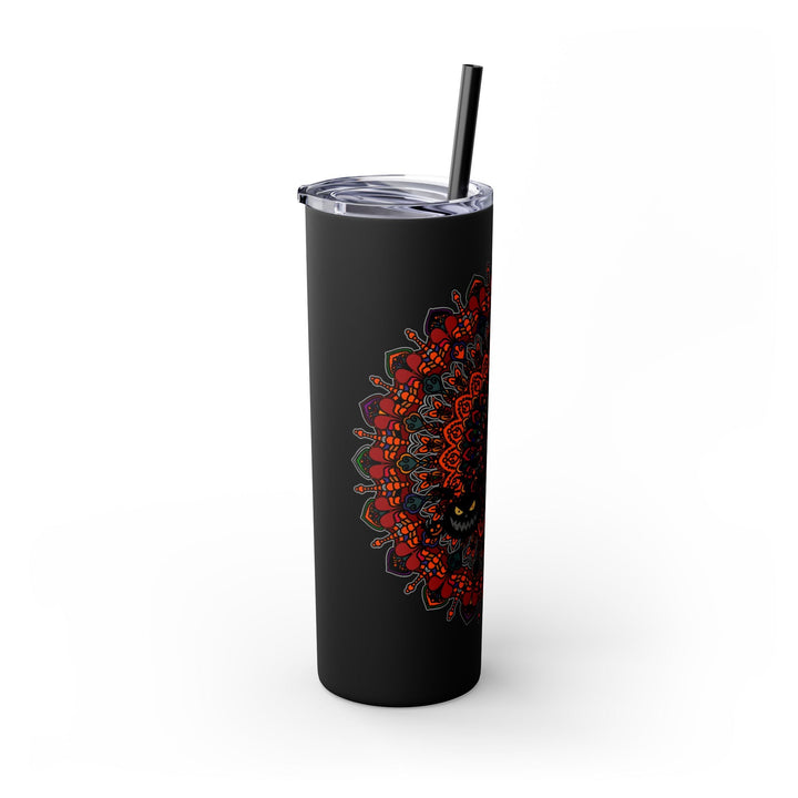 20oz Skinny Tumbler with Hand - Drawn Halloween Mandala Design - Keeps Drinks Hot/Cold - BPA - Free - Blululi