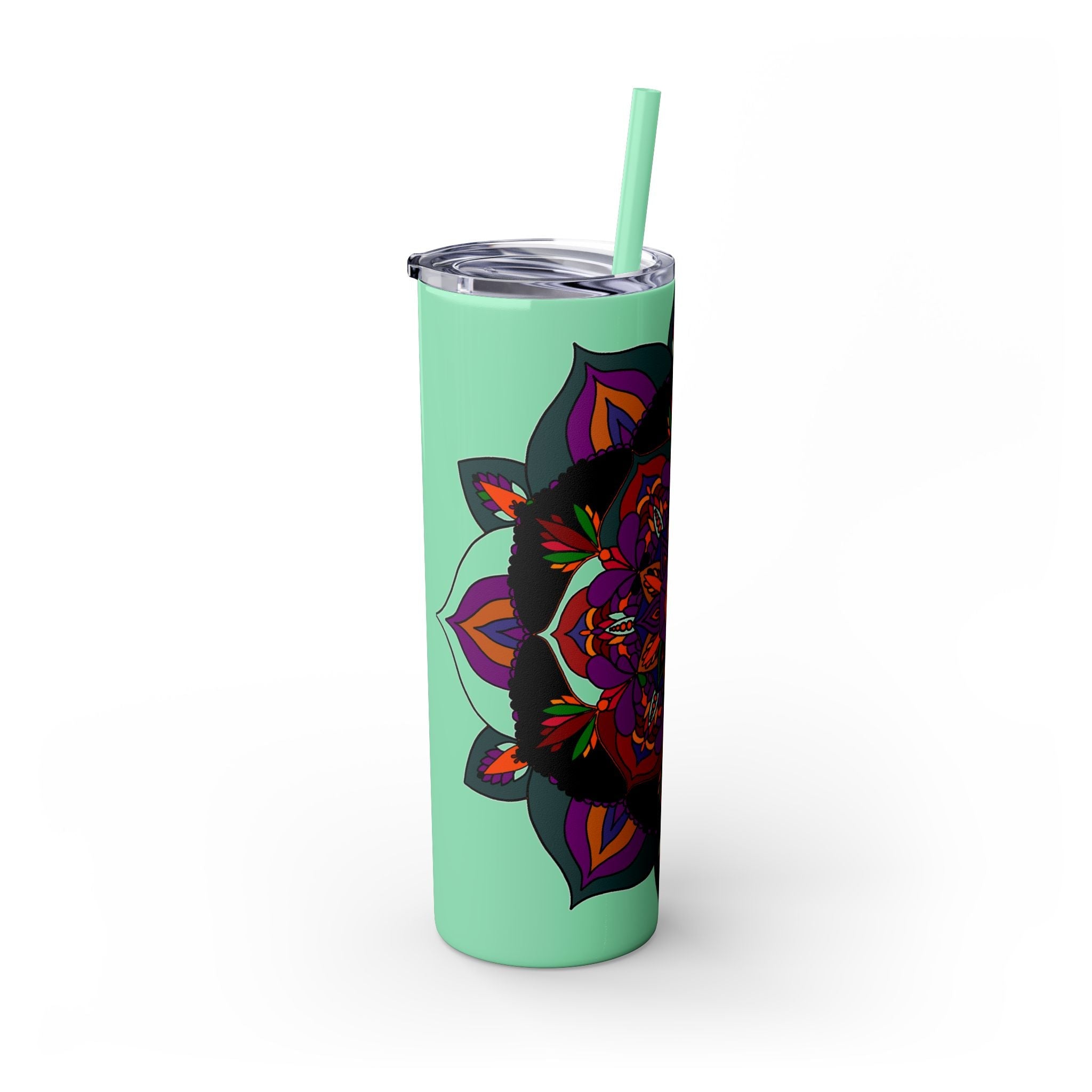 20oz Skinny Tumbler with Hand - Drawn Halloween Mandala Design - Keeps Drinks Hot/Cold - BPA - Free - Blululi