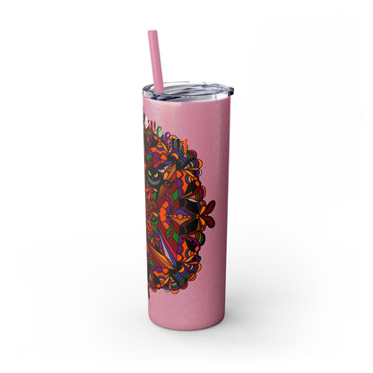 20oz Skinny Tumbler with Hand - Drawn Halloween Mandala Design - Keeps Drinks Hot/Cold - BPA - Free - Blululi