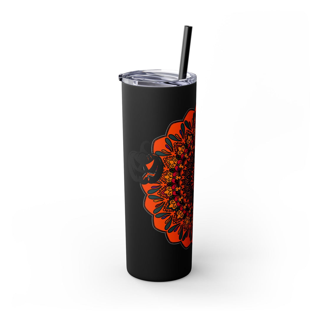 20oz Skinny Tumbler with Hand - Drawn Halloween Mandala Design - Keeps Drinks Hot/Cold - BPA - Free - Blululi