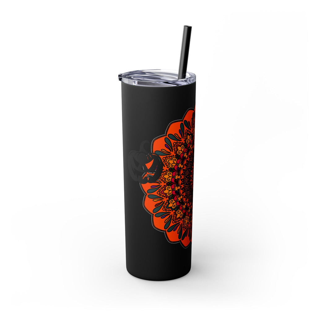 20oz Skinny Tumbler with Hand - Drawn Halloween Mandala Design - Keeps Drinks Hot/Cold - BPA - Free - Blululi