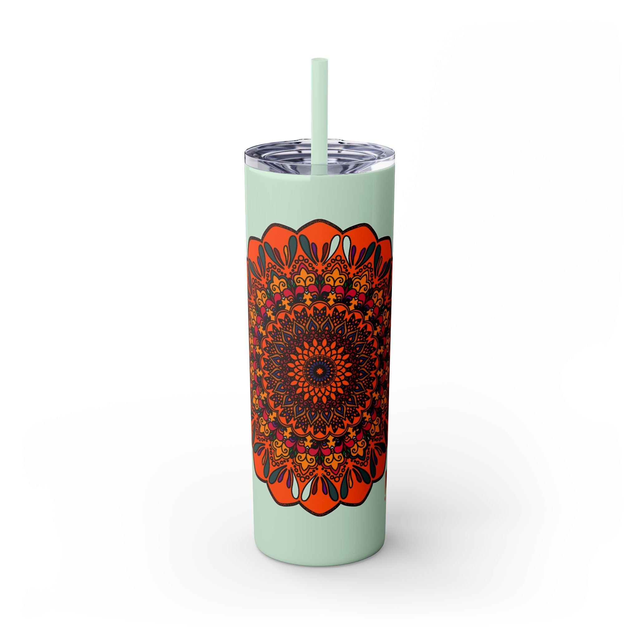 20oz Skinny Tumbler with Hand - Drawn Halloween Mandala Design - Keeps Drinks Hot/Cold - BPA - Free - Blululi