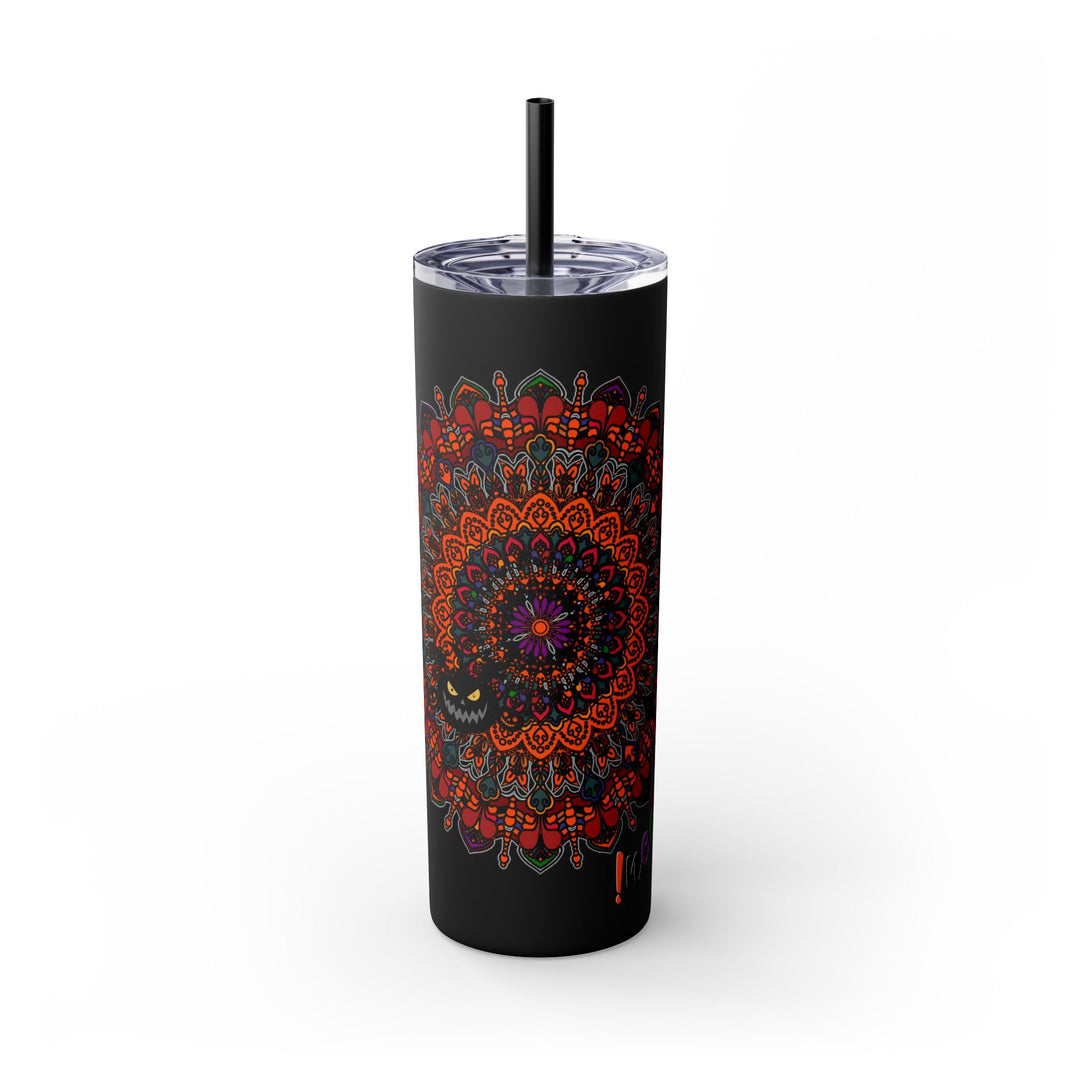 20oz Skinny Tumbler with Hand - Drawn Halloween Mandala Design - Keeps Drinks Hot/Cold - BPA - Free - Blululi