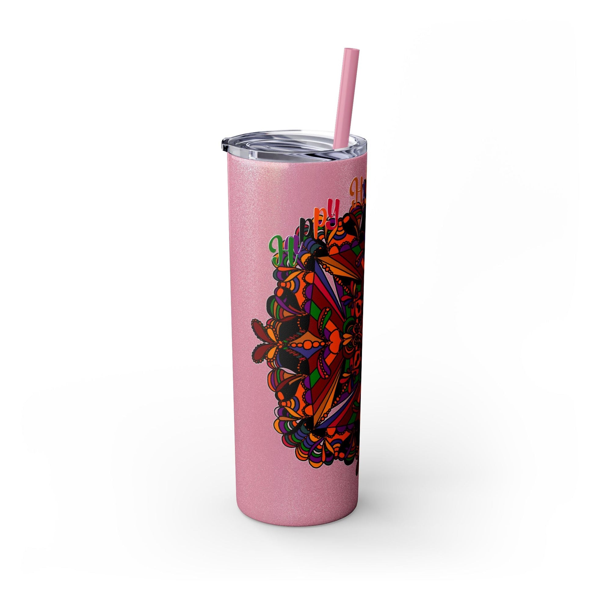 20oz Skinny Tumbler with Hand - Drawn Halloween Mandala Design - Keeps Drinks Hot/Cold - BPA - Free - Blululi