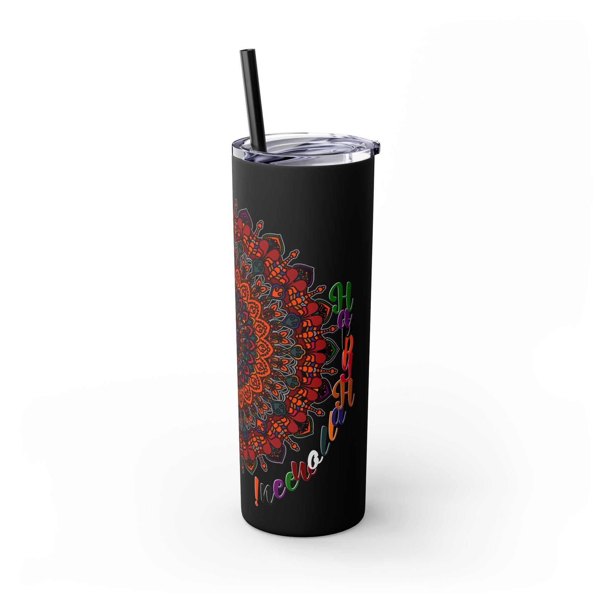 20oz Skinny Tumbler with Hand - Drawn Halloween Mandala Design - Keeps Drinks Hot/Cold - BPA - Free - Blululi