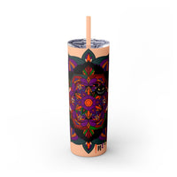 20oz Skinny Tumbler with Hand - Drawn Halloween Mandala Design - Keeps Drinks Hot/Cold - BPA - Free - Blululi