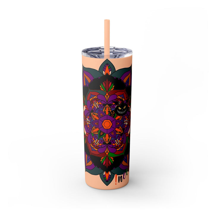 20oz Skinny Tumbler with Hand - Drawn Halloween Mandala Design - Keeps Drinks Hot/Cold - BPA - Free - Blululi