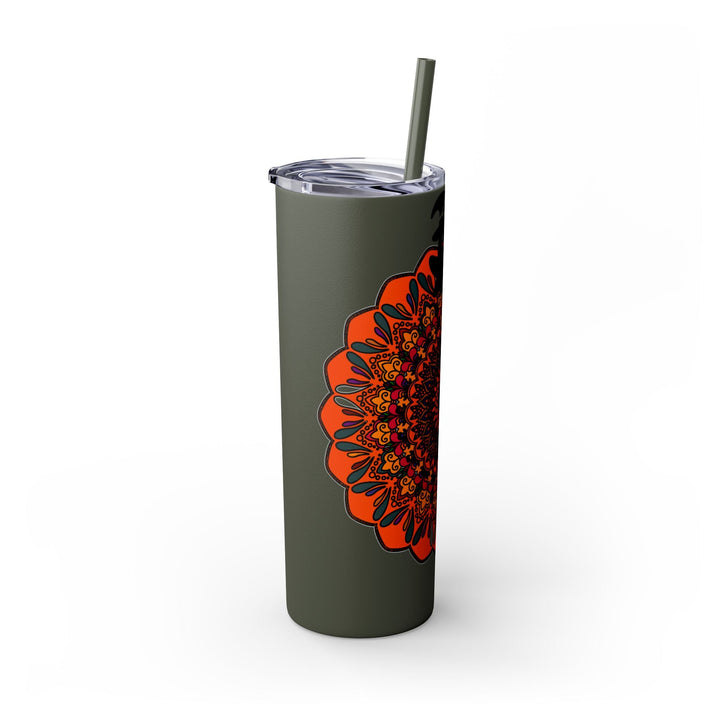 20oz Skinny Tumbler with Hand - Drawn Halloween Mandala Design - Keeps Drinks Hot/Cold - BPA - Free - Blululi