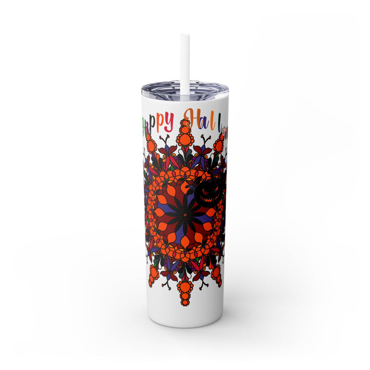 20oz Skinny Tumbler with Hand - Drawn Halloween Mandala Design - Keeps Drinks Hot/Cold - BPA - Free - Blululi