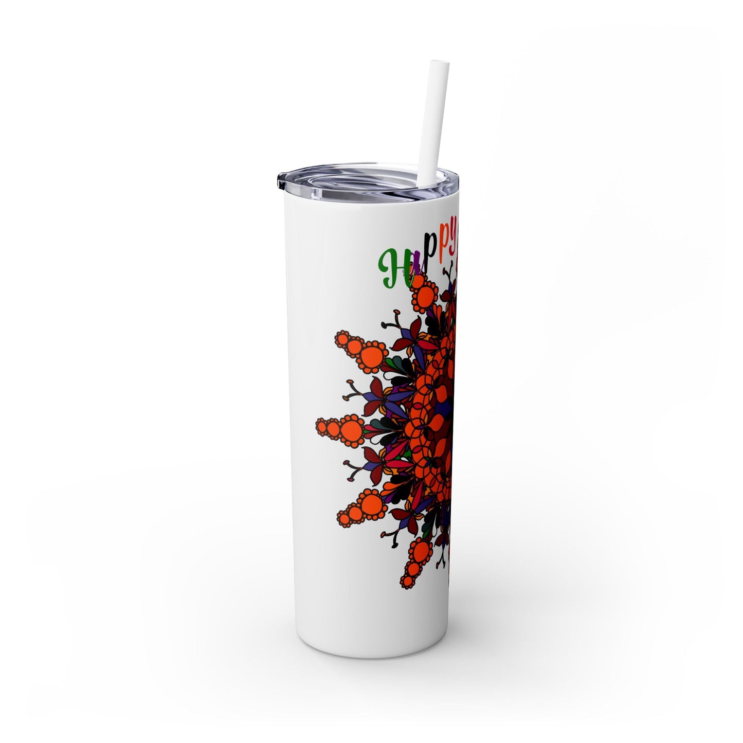 20oz Skinny Tumbler with Hand - Drawn Halloween Mandala Design - Keeps Drinks Hot/Cold - BPA - Free - Blululi