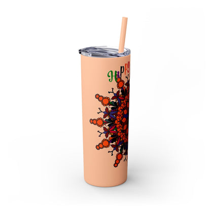 20oz Skinny Tumbler with Hand - Drawn Halloween Mandala Design - Keeps Drinks Hot/Cold - BPA - Free - Blululi