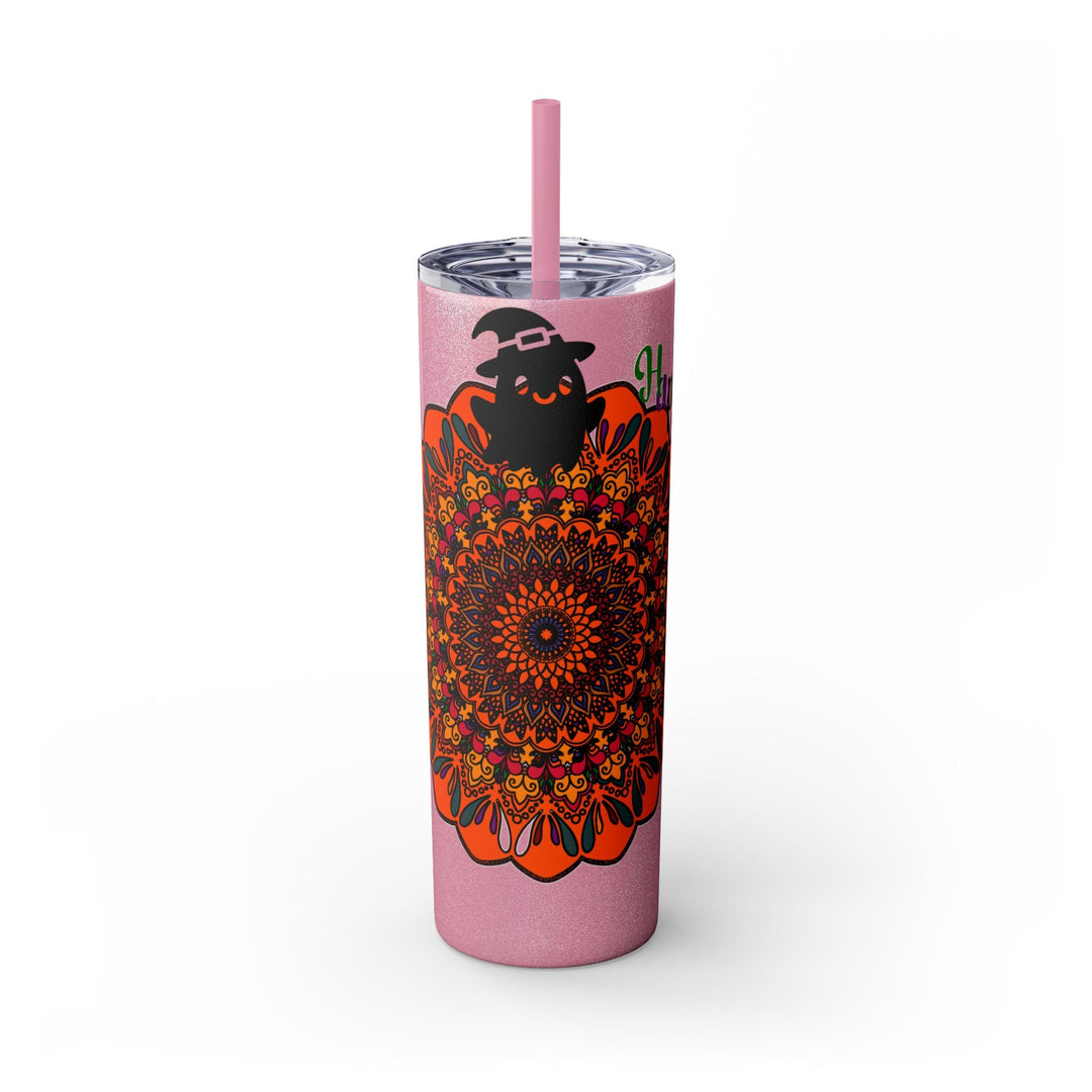 20oz Skinny Tumbler with Hand - Drawn Halloween Mandala Design - Keeps Drinks Hot/Cold - BPA - Free - Blululi