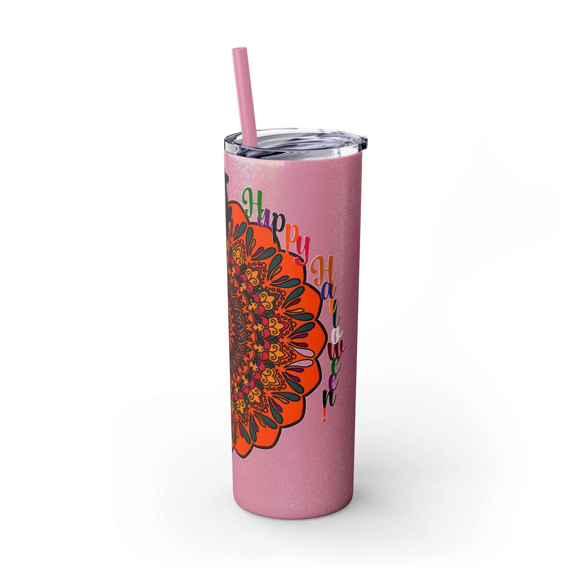 20oz Skinny Tumbler with Hand - Drawn Halloween Mandala Design - Keeps Drinks Hot/Cold - BPA - Free - Blululi