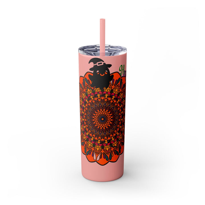 20oz Skinny Tumbler with Hand - Drawn Halloween Mandala Design - Keeps Drinks Hot/Cold - BPA - Free - Blululi