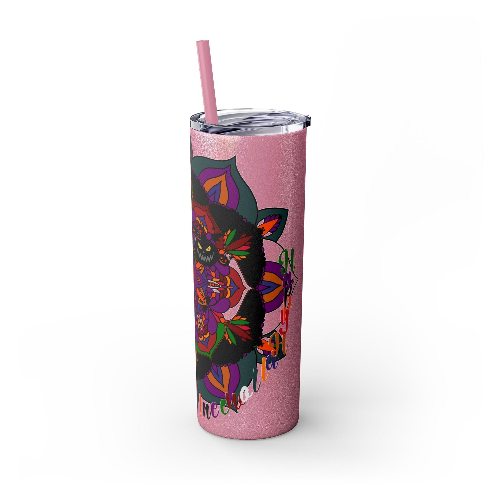 20oz Skinny Tumbler with Hand - Drawn Halloween Mandala Design - Keeps Drinks Hot/Cold - BPA - Free - Blululi