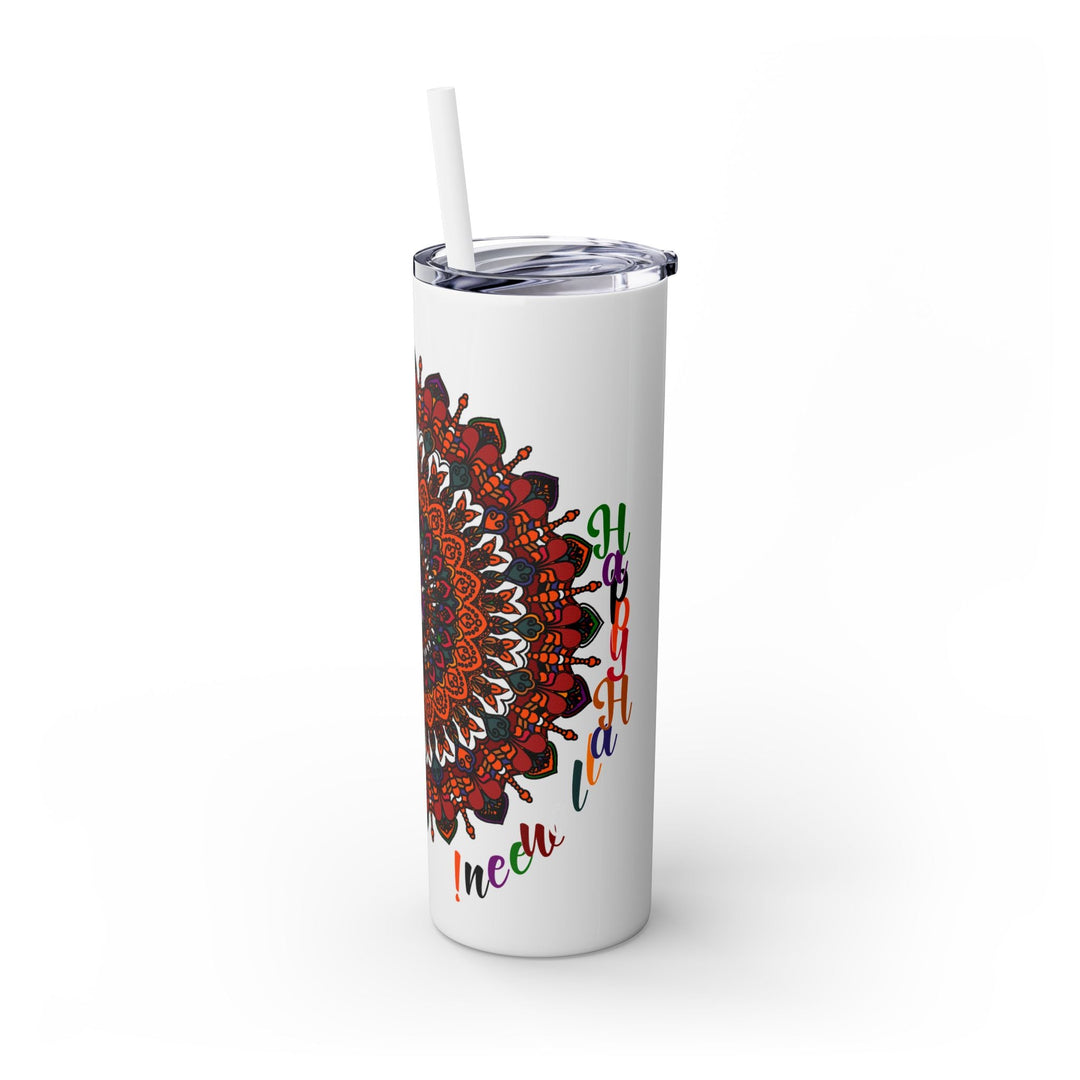 20oz Skinny Tumbler with Hand - Drawn Halloween Mandala Design - Keeps Drinks Hot/Cold - BPA - Free - Blululi