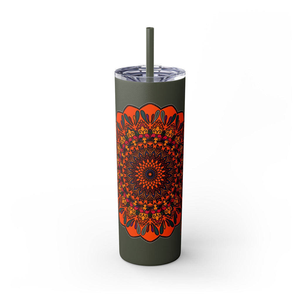 20oz Skinny Tumbler with Hand - Drawn Halloween Mandala Design - Keeps Drinks Hot/Cold - BPA - Free - Blululi