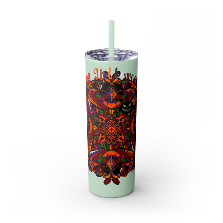 20oz Skinny Tumbler with Hand - Drawn Halloween Mandala Design - Keeps Drinks Hot/Cold - BPA - Free - Blululi