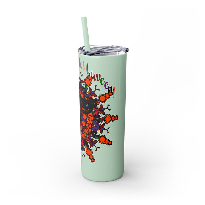 20oz Skinny Tumbler with Hand - Drawn Halloween Mandala Design - Keeps Drinks Hot/Cold - BPA - Free - Blululi