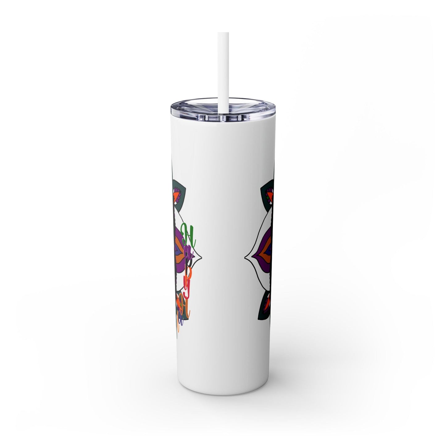 20oz Skinny Tumbler with Hand - Drawn Halloween Mandala Design - Keeps Drinks Hot/Cold - BPA - Free - Blululi