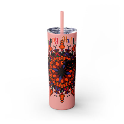 20oz Skinny Tumbler with Hand - Drawn Halloween Mandala Design - Keeps Drinks Hot/Cold - BPA - Free - Blululi