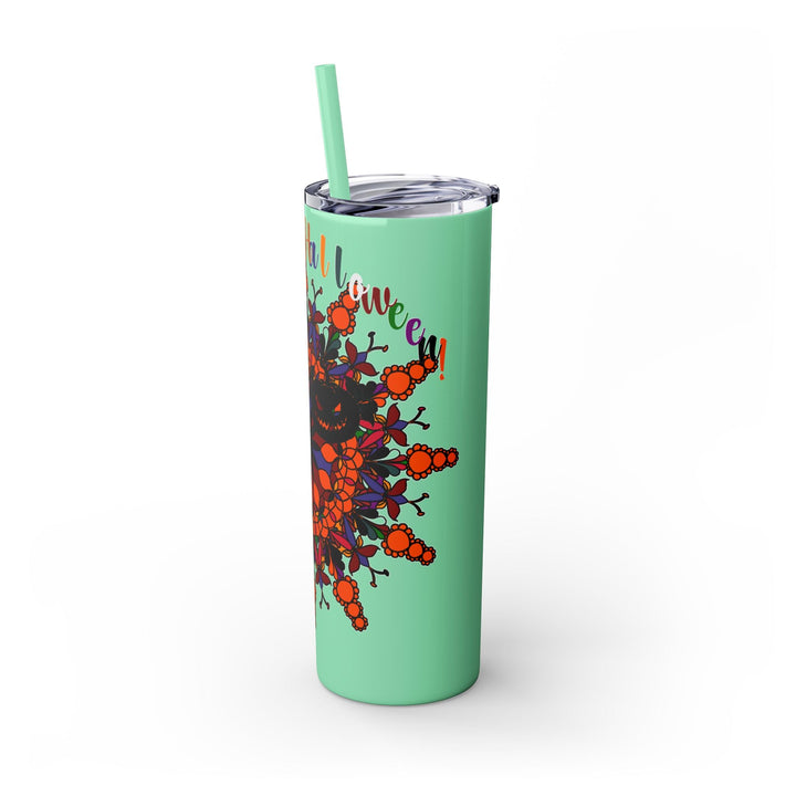 20oz Skinny Tumbler with Hand - Drawn Halloween Mandala Design - Keeps Drinks Hot/Cold - BPA - Free - Blululi