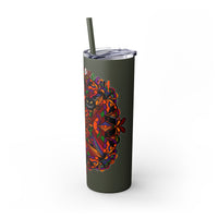20oz Skinny Tumbler with Hand - Drawn Halloween Mandala Design - Keeps Drinks Hot/Cold - BPA - Free - Blululi
