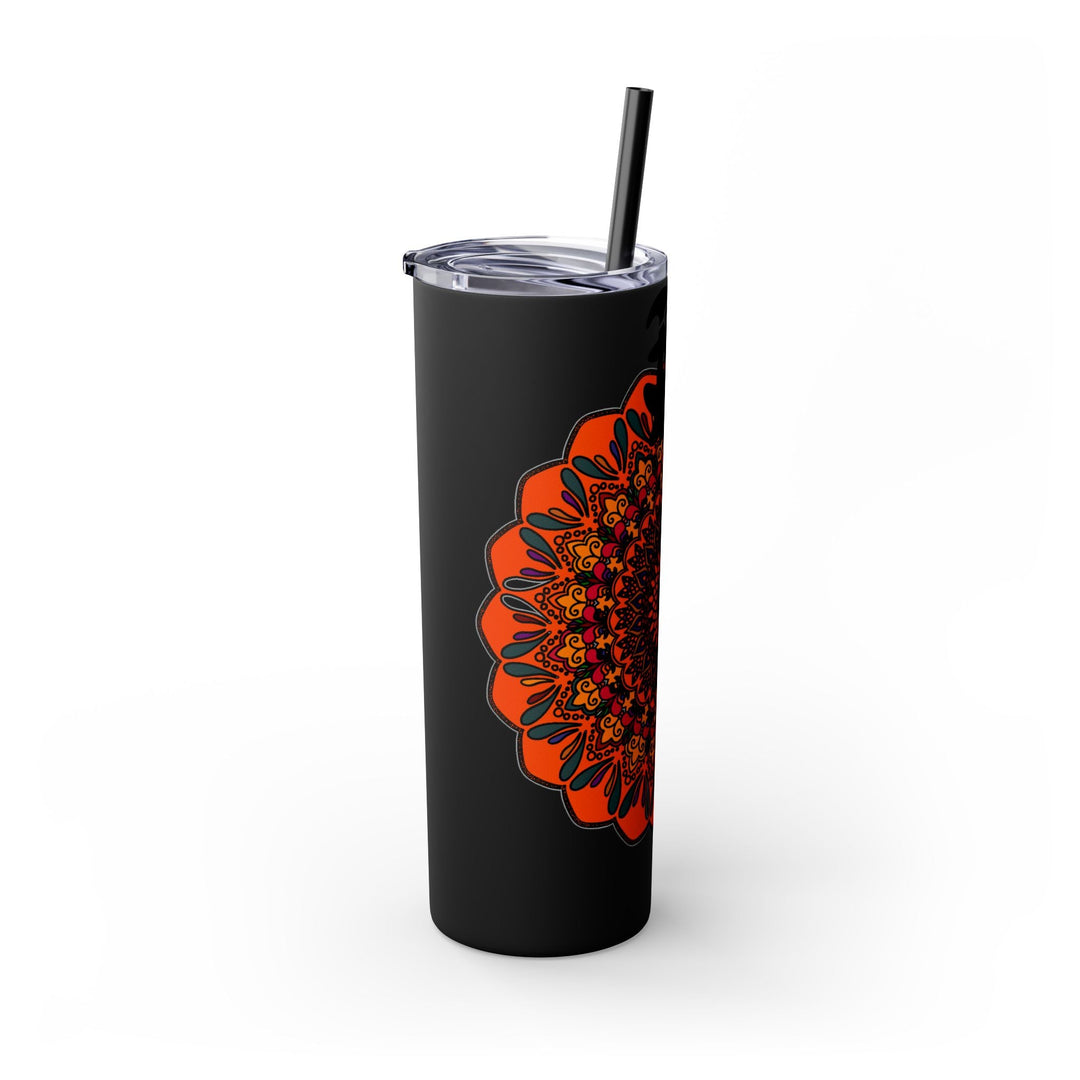 20oz Skinny Tumbler with Hand - Drawn Halloween Mandala Design - Keeps Drinks Hot/Cold - BPA - Free - Blululi