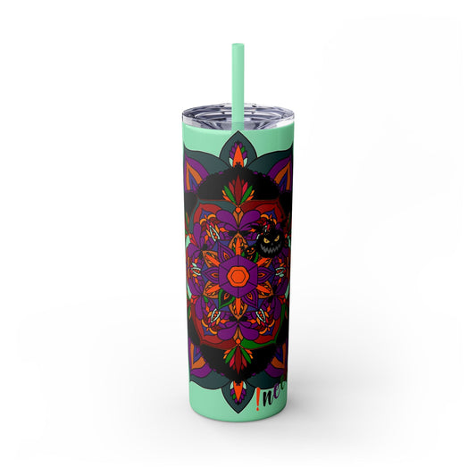 20oz Skinny Tumbler with Hand - Drawn Halloween Mandala Design - Keeps Drinks Hot/Cold - BPA - Free - Blululi