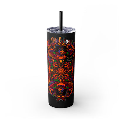 20oz Skinny Tumbler with Hand - Drawn Halloween Mandala Design - Keeps Drinks Hot/Cold - BPA - Free - Blululi