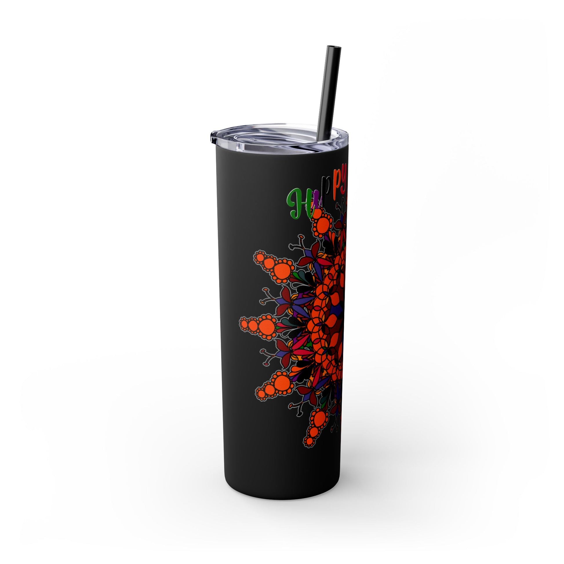 20oz Skinny Tumbler with Hand - Drawn Halloween Mandala Design - Keeps Drinks Hot/Cold - BPA - Free - Blululi