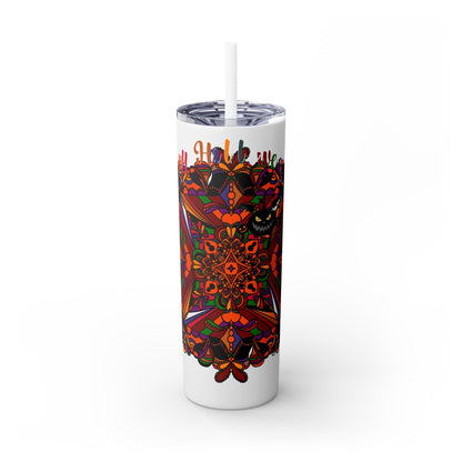 20oz Skinny Tumbler with Hand - Drawn Halloween Mandala Design - Keeps Drinks Hot/Cold - BPA - Free - Blululi