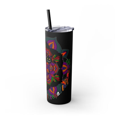 20oz Skinny Tumbler with Hand - Drawn Halloween Mandala Design - Keeps Drinks Hot/Cold - BPA - Free - Blululi