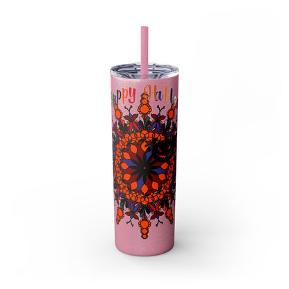 20oz Skinny Tumbler with Hand - Drawn Halloween Mandala Design - Keeps Drinks Hot/Cold - BPA - Free - Blululi