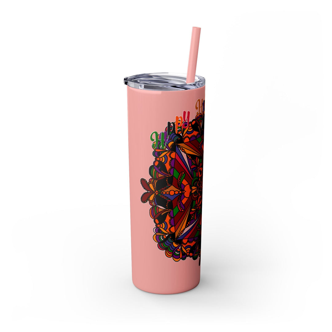 20oz Skinny Tumbler with Hand - Drawn Halloween Mandala Design - Keeps Drinks Hot/Cold - BPA - Free - Blululi