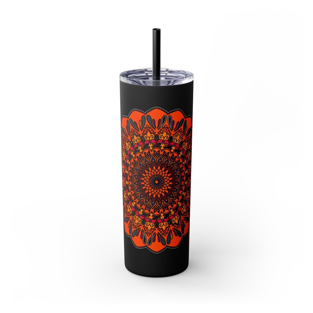 20oz Skinny Tumbler with Hand - Drawn Halloween Mandala Design - Keeps Drinks Hot/Cold - BPA - Free - Blululi