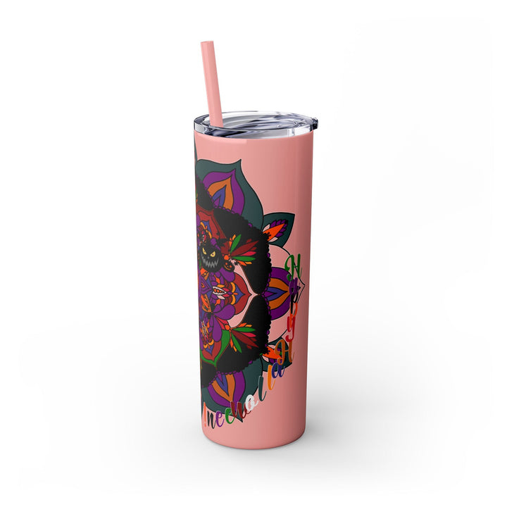 20oz Skinny Tumbler with Hand - Drawn Halloween Mandala Design - Keeps Drinks Hot/Cold - BPA - Free - Blululi