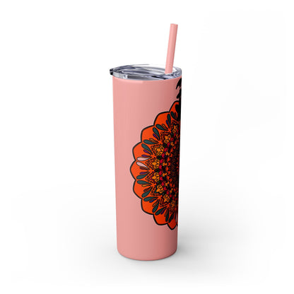 20oz Skinny Tumbler with Hand - Drawn Halloween Mandala Design - Keeps Drinks Hot/Cold - BPA - Free - Blululi