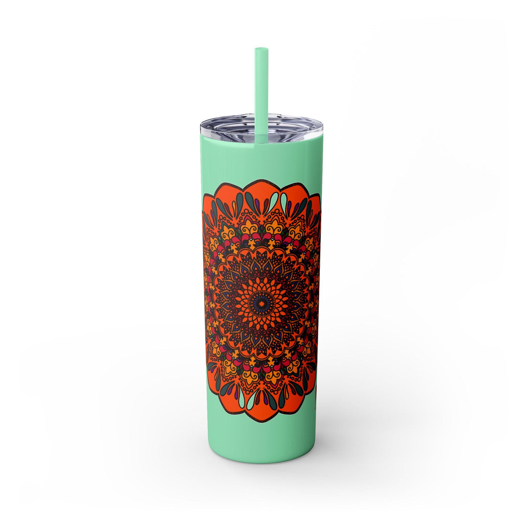 20oz Skinny Tumbler with Hand - Drawn Halloween Mandala Design - Keeps Drinks Hot/Cold - BPA - Free - Blululi