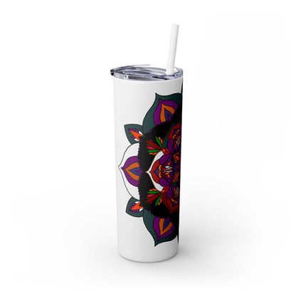 20oz Skinny Tumbler with Hand - Drawn Halloween Mandala Design - Keeps Drinks Hot/Cold - BPA - Free - Blululi