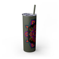 20oz Skinny Tumbler with Hand - Drawn Halloween Mandala Design - Keeps Drinks Hot/Cold - BPA - Free - Blululi