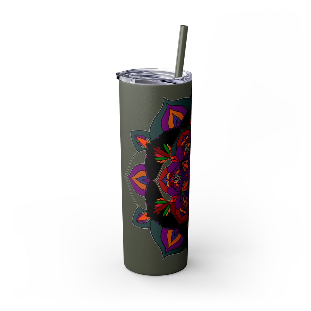 20oz Skinny Tumbler with Hand - Drawn Halloween Mandala Design - Keeps Drinks Hot/Cold - BPA - Free - Blululi