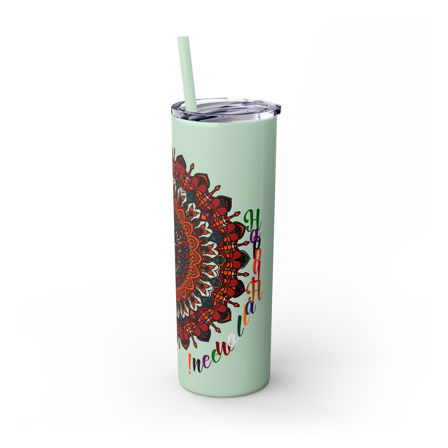 20oz Skinny Tumbler with Hand - Drawn Halloween Mandala Design - Keeps Drinks Hot/Cold - BPA - Free - Blululi