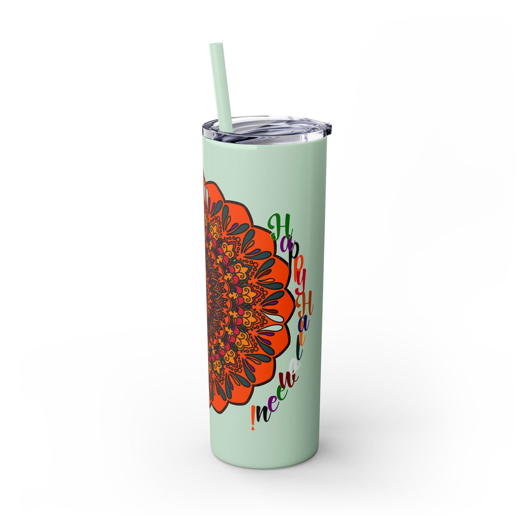 20oz Skinny Tumbler with Hand - Drawn Halloween Mandala Design - Keeps Drinks Hot/Cold - BPA - Free - Blululi