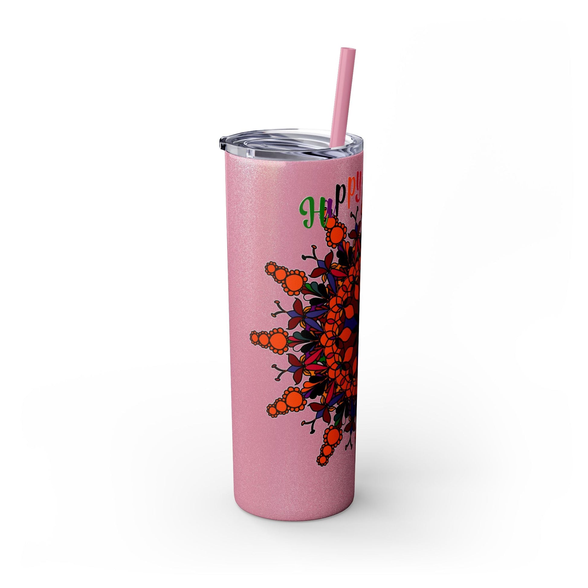 20oz Skinny Tumbler with Hand - Drawn Halloween Mandala Design - Keeps Drinks Hot/Cold - BPA - Free - Blululi