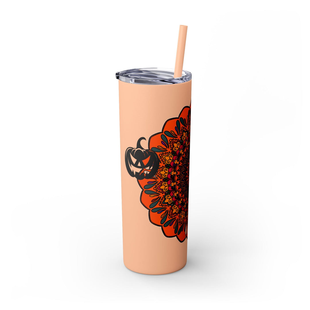 20oz Skinny Tumbler with Hand - Drawn Halloween Mandala Design - Keeps Drinks Hot/Cold - BPA - Free - Blululi