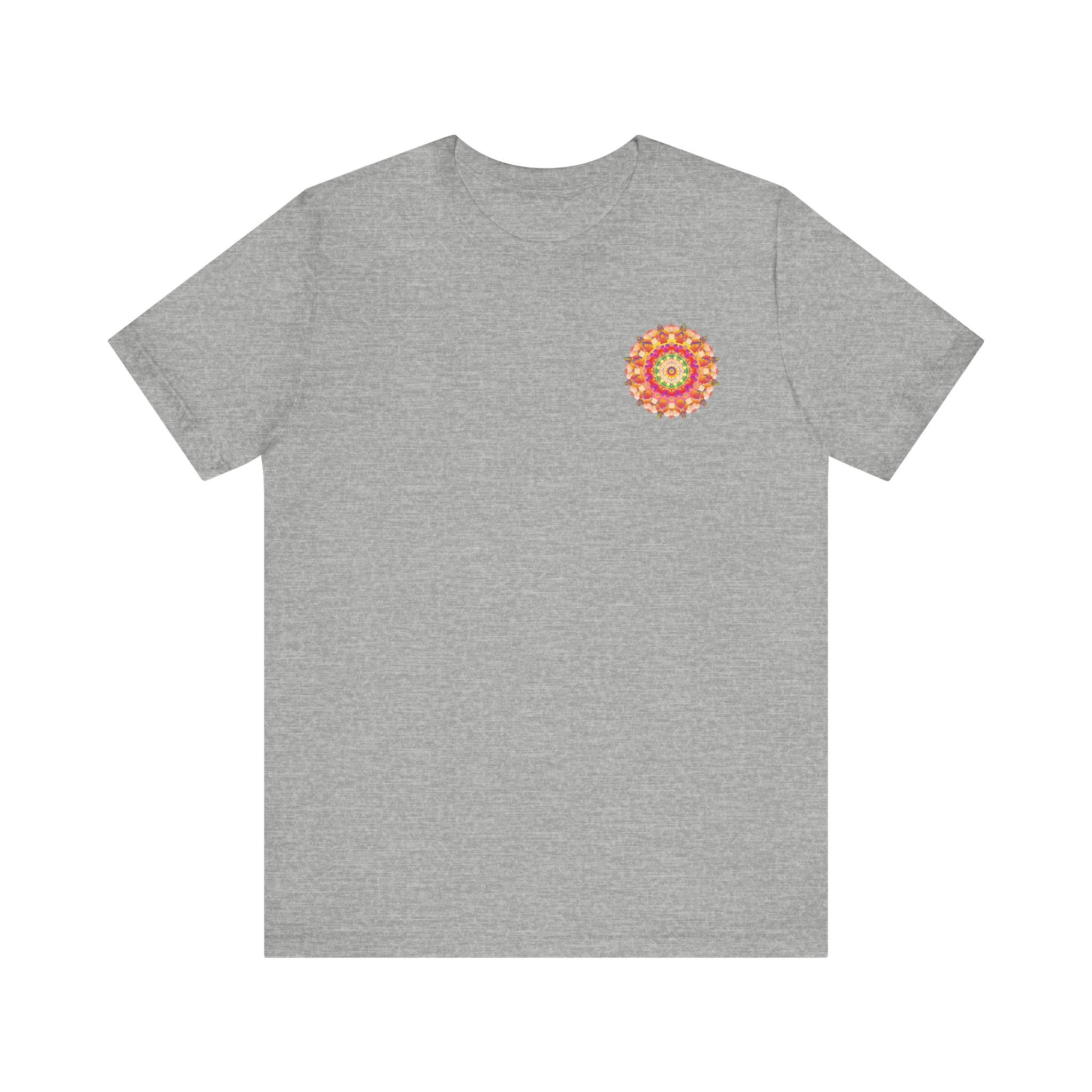 Vibrant Mandala Tee with intricate spiritual design promoting peace and harmony