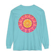Colorful and intricate mandala design on a unisex long sleeve t-shirt